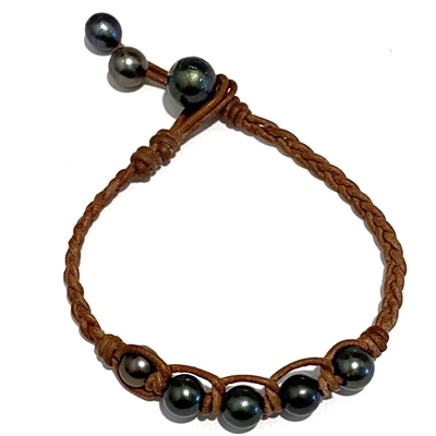 photo of Wendy Mignot Mover and Shaker Tahitian Pearl and Leather Bracelet