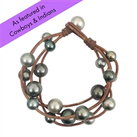 photo of Wendy Mignot Music Four Strand Tahitian Pearl and Leather Bracelet