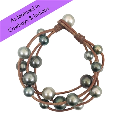 photo of Wendy Mignot Music Four Strand Tahitian Pearl and Leather Bracelet