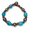 photo of Wendy Mignot All Around Tahitian Pearl and Leather with Turquoise Bracelet LTD