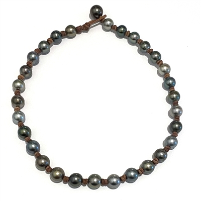 photo of Wendy Mignot All Around the World Tahitian Pearl and Leather Necklace
