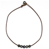 photo of Wendy Mignot Breezy Five Pearl Tahitian Pearl and Leather Necklace