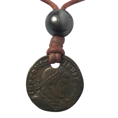 Constantine the Great Bronze Coin and Tahitian Pearl Necklace, Ltd