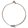 photo of Wendy Mignot Daisy Tahitian Pearl Three Pearl and Leather Necklace