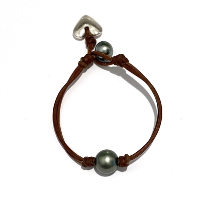 Heart & Soul Tahitian Pearl and Silver  Heart Bracelet by Wendy Mignot