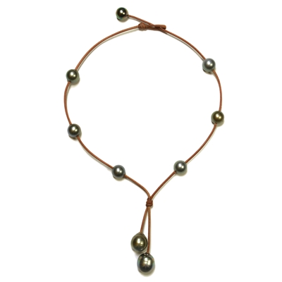 photo of Wendy Mignot Seacrest Tahitian Pearl and Leather Necklace