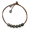 photo of Wendy Mignot Versatile Six Tahitian Pearl and Leather Necklace