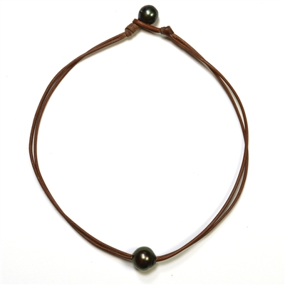 photo of Wendy Mignot Zak Tahitian Pearl and Leather Necklace