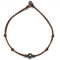 photo of Wendy Mignot Zak Tahitian Pearl and Leather Necklace with Knots