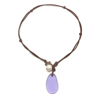 photo of xWendy Mignot Coastline Anegada Freshwater Pearl and Leather Violet Sea Glass Necklace