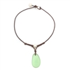 photo of Wendy Mignot Coastline Grove Green Sea Glass and Pearl and Leather Necklace