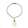 photo of Wendy Mignot Coastline Saba Green Sea Glass Pearl and Leather Necklace