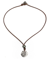 photo of Wendy Mignot King Phillip II Spanish Treasure Coin Replica with Tahitian Pearl and Leather Necklace