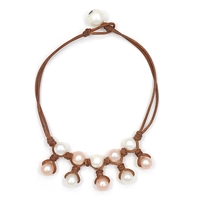 photo of Wendy Mignot Kea Freshwater Pearl and Leather Anklet Multicolor
