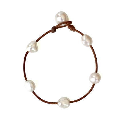 photo of Wendy Mignot Milos Freshwater Pearl and Leather Anklet