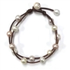 photo of Wendy Mignot Music Two Strand Freshwater Pearl and Leather Anklet Multi