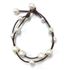 photo of Wendy Mignot Music Two Strand Freshwater Pearl and Leather Anklet White