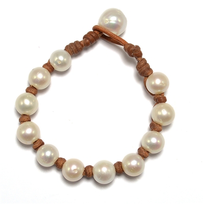 photo of Wendy Mignot All Around Freshwater Pearl and Leather Bracelet
