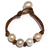 photo of Wendy Mignot Baby Four Pearl Freshwater Pearl and Leather Bracelet Multicolor