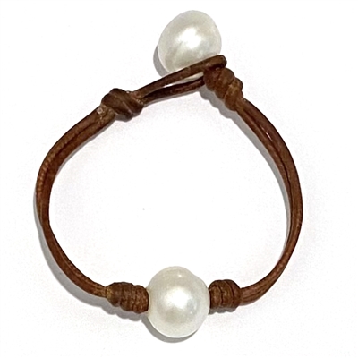 photo of Wendy Mignot Baby Coastal Single Freshwater Pearl and Leather Bracelet White