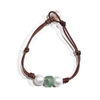 photo of Wendy Mignot Coastline Daisy Freshwater Pearl and Leather Bracelet with Mint Green Glass Bead