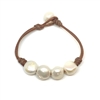 photo of Wendy Mignot Flat Four Freshwater Pearl and Leather Bracelet