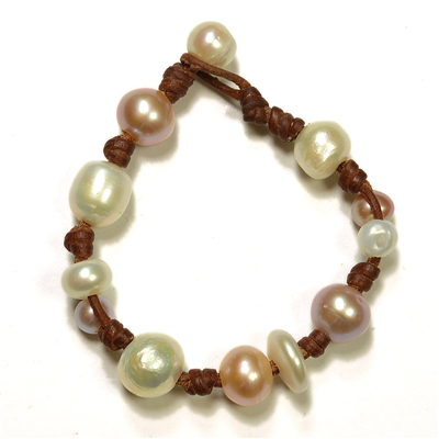 photo of Wendy Mignot Gypsy Freshwater Pearl and Leather Bracelet