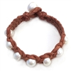 photo of Wendy Mignot Trinity Freshwater Pearl and Leather Bracelet