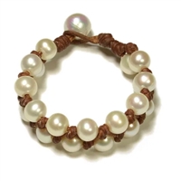 photo of Wendy Mignot Triple Weave Freshwater Pearl and Leather Bracelet