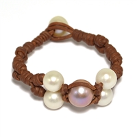 photo of Wendy Center Freshwater Pearl and Leather Bracelet Multicolor by Wendy Mignot