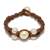 photo of Wendy Mignot Wendy Center Freshwater Pearl and Leather Bracelet White