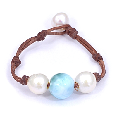 Fine Pearls and Leather Jewelry by Designer Wendy Mignot Laramar and Freshwater Pearl Bracelet