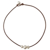 photo of Wendy Mignot Daisy Three Pearl Freshwater Pearl and Leather Necklace White