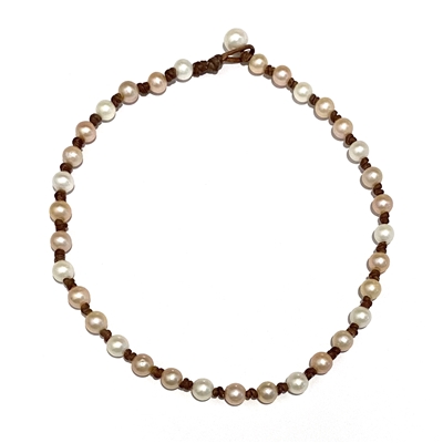 photo of Wendy Mignot All Around the World Freshwater Pearl and Leather Necklace Multicolor/Blush