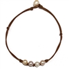 photo of Wendy Mignot Baby Four Pearl Freshwater Pearl and Leather Necklace Multicolor