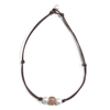 photo of Wendy Mignot Coastline Daisy Freshwater Pearl and Leather Necklace with Peach Glass Bead