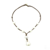 photo of Wendy Mignot Ginger Drop Freshwater Pearl and Leather Necklace