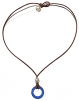 photo of Wendy Mignot "O"cean Coastline Freshwater Pearl and Leather Saba Necklace - Royal