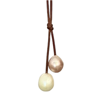 photo of Wendy Mignot Raindrops Freshwater Two Pearl and Leather Deluxe Necklace