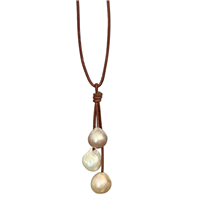 photo of Wendy Mignot Raindrops Freshwater Three Pearl and Leather Deluxe Necklace