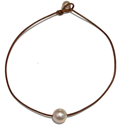 photo of Wendy Mignot Rosie A+ Pearl and Leather Necklace - Blush Limited Edition