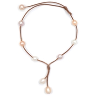 photo of Wendy Mignot Seacrest Freshwater Pearl and Leather Necklace Multicolor