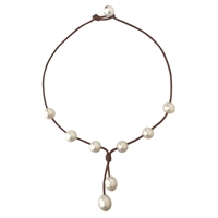 photo of Wendy Mignot Seacrest Freshwater Pearl and Leather Necklace White