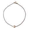 photo of Wendy Mignot Coastal Single Freshwater Pearl and Leather Necklace Blush