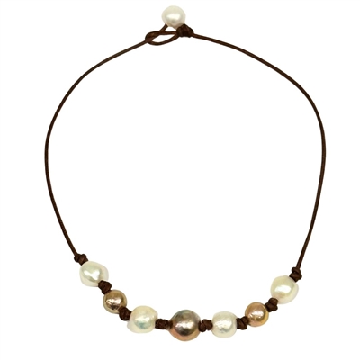 photo of Wendy Mignot Seven Seas Freshwater Pearl and Leather Deluxe Necklace