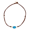 photo of Wendy Mignot Freshwater Pearl and Leather with Turquoise Necklace with knots