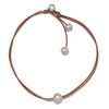 photo of Wendy Mignot Signature Freshwater Pearl and Leather Necklace Rose LTD