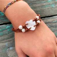 photo of Wendy Mignot Seychelles Amour Freshwater Pearl and Leather Bracelet