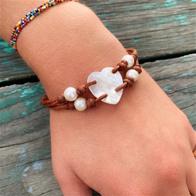 photo of Wendy Mignot Seychelles Amour Freshwater Pearl and Leather Bracelet