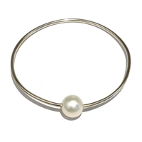 photo of Wendy Mignot Silver and Freshwater Pearl Hula Bangle (White)